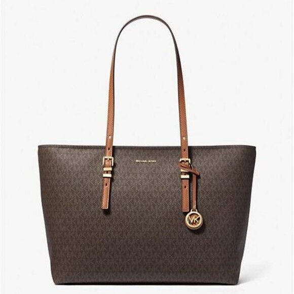Micheal Kors NWT Quinn Large Signature Logo and Leather Tote Bag (Retail $298) - Picture 1 of 3